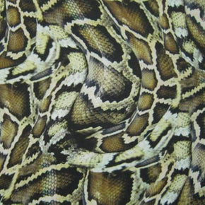  Dark Gold Snakeskin Print on Polyester Spandex