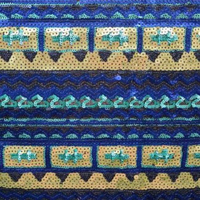 Multi-Colored Aztec Sequins on Polyester Mesh