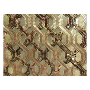  Gold Matte Shiny Fancy Two-Tone Sequins on Polyester Mesh