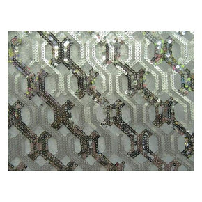  Silver Matte Shiny Fancy Two-Tone Sequins on Polyester Mesh