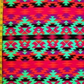 Multi-Colored Aztec Print on Nylon Spandex