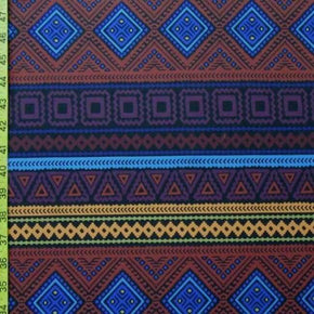 Multi-Colored Aztec Print on Polyester Spandex