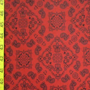  Black/Red Bandana Print on Polyester Spandex