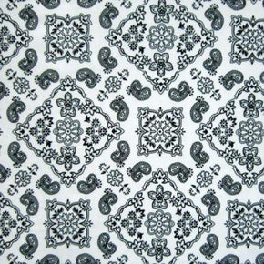  Black/White Bandana Print on Polyester Spandex