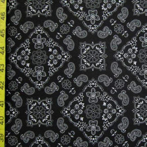  White/Black Bandana Print on Polyester Spandex