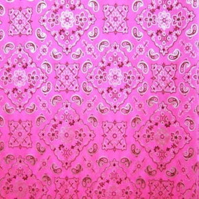 Hot Pink Bandana Print Metallic Foil on Nylon Spandex