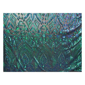  Green/Pearl Shiny Fancy Sequins on Polyester Mesh