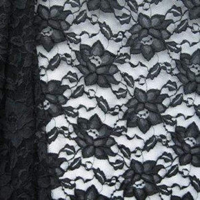  Black Big Flower Lace on Nylon Spandex