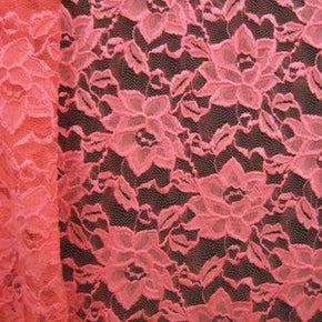  Coral Big Flower Lace on Nylon Spandex