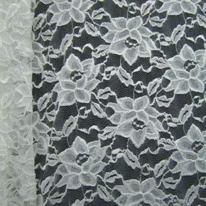  White Big Flower Lace on Nylon Spandex
