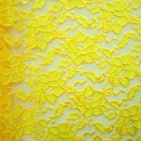  Yellow Big Flower Lace on Nylon Spandex