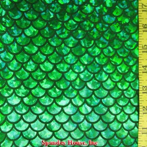  Green/Black Holographic Big Mermaid Print on Nylon Spandex