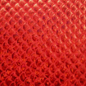  Red Holographic Big Mermaid Metallic Foil on Nylon Spandex