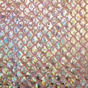  Silver/Light Pink Holographic Big Mermaid Metallic Foil on Nylon Spandex