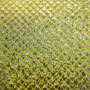  Silver/Yellow Holographic Big Mermaid Metallic Foil on Nylon Spandex
