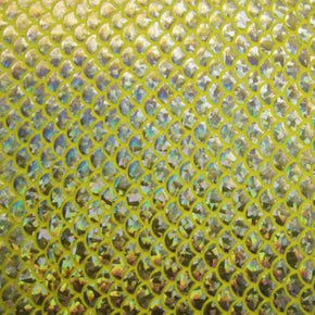  Silver/Yellow Holographic Big Mermaid Metallic Foil on Nylon Spandex
