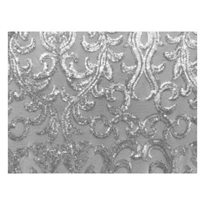  Silver/White Shiny Fancy Sequins on Polyester Mesh
