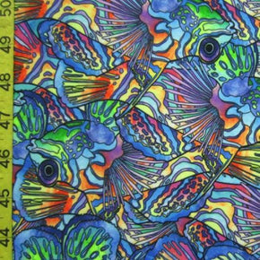  Neon Blowfish Print on Polyester Spandex