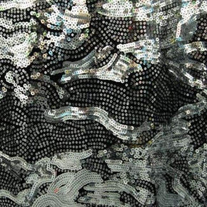  Black/Silver Fancy Sequin on Mesh