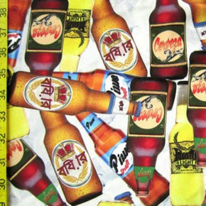 Multi-Colored Bottles Print on Polyester Spandex