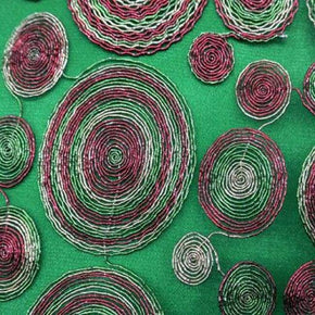 Multi-Colored Metallic Thread Embroidery on Tulle Mesh