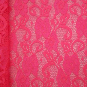  Hot Pink Fancy Floral Lace on Nylon Spandex