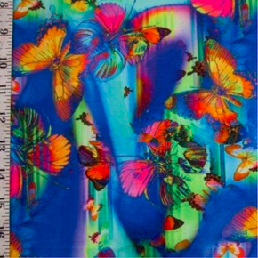  Blue/Green/Yellow Butterfly Painting Print on Polyester Spandex
