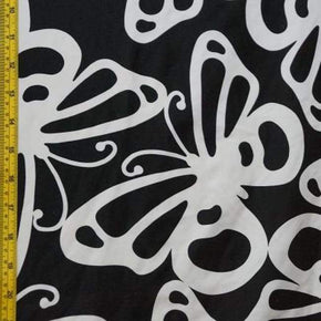  Black/White Matte Butterfly Print on Nylon Spandex