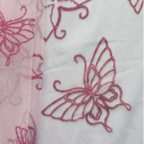  Fuchsia/Pink Butterfly Glitter on Mesh on Stretch Mesh