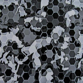  Black/Silver Camouflage Print on Polyester Spandex