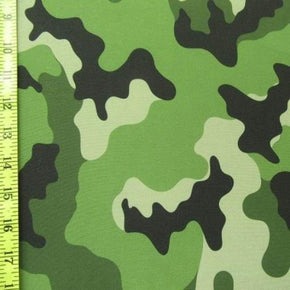  Olive/Camo Shiny Camouflage Print on Polyester Spandex