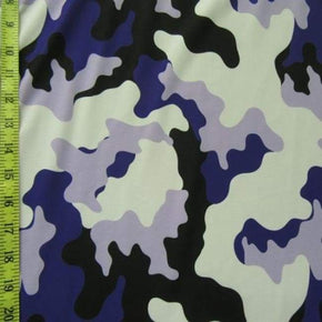  Purple/Camo Shiny Camouflage Print on Polyester Spandex