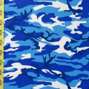  Royal/White/Turquoise Camouflage Print on Polyester Spandex