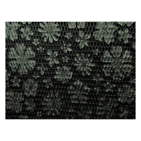  Black Floral Pleather Patch on Wonder Mesh