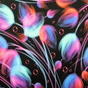 Multi-Colored Space Flowers Printed Scuba Neoprene