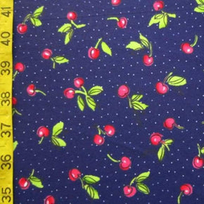 Multi-Colored Cherry Print on Polyester Spandex