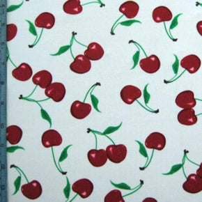  Red/White Cherry Print on Nylon Spandex