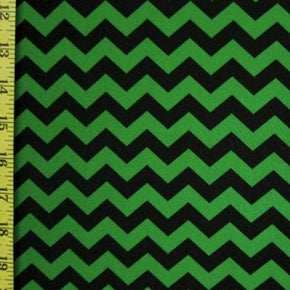  Black/Green Chevron Print on Polyester Spandex