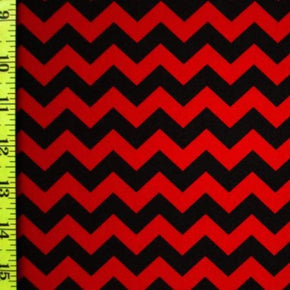  Black/Red Chevron Print on Polyester Spandex