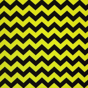  Black/Yellow Chevron Print on Polyester Spandex