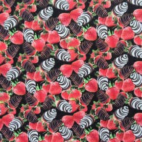  Chocolate/Red Chocolate Covered Strawberries Print on Polyester Spandex