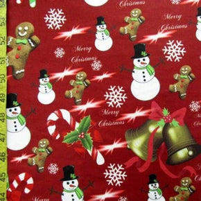 Multi-Colored Christmas Print on Polyester Spandex