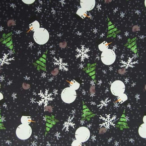  Black/White Christmas Print on Polyester Spandex