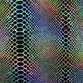  Rainbow Holographic Animal Print Metallic Foil on Spandex