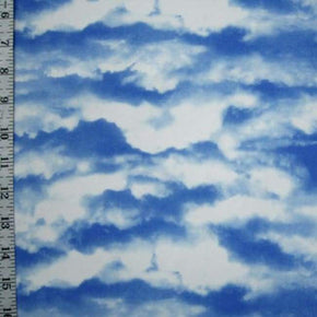  Blue Cloudy Print on Polyester Spandex