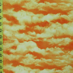  Orange Cloudy Print on Polyester Spandex