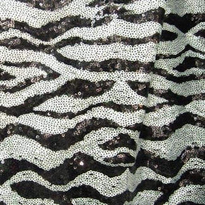  Silver/Black Fancy Sequin on Stretch Mesh