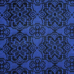  Black/Royal Fancy Embossed Crochet Lace