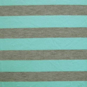  Aqua/Gray Striped Printed Cotton Lycra® 