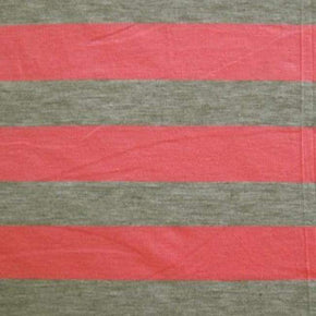  Salmon/Gray Striped Printed Cotton Lycra® 